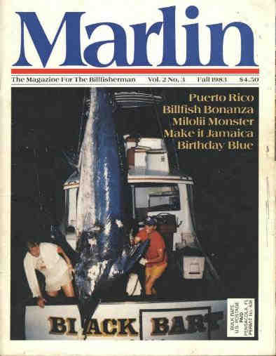 Marlin Magazine cover with blue marlin - 1265 lbs - Kona, Hawaii