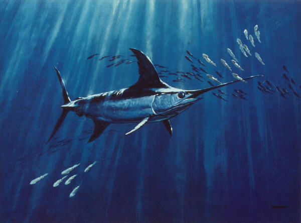 swordfish painting entitled Deephunter by artist Al Barnes, albarnesart@charter.net